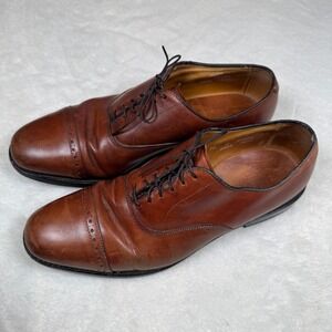 Allen Edmonds Byron Men Size 10.5‎ Brown Leather Cap-Toe Oxford Dress Shoes
